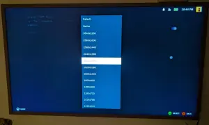 Ekran telewizora z menu wyboru rozdzielczości gry, z podświetloną opcją 1920x1200.